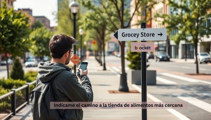 Indícame el camino a la tienda de alimentos más cercana